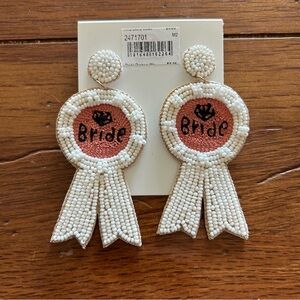 Bachelorette Bride Beaded Earrings in Pink and White